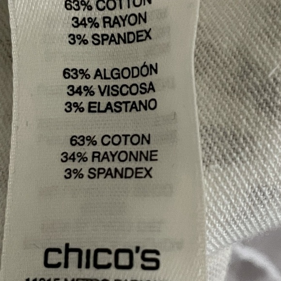 Chico's Premium White Bronze Jean with "Bling". Size L/12 (Chico's 2) - Picture 7 of 8